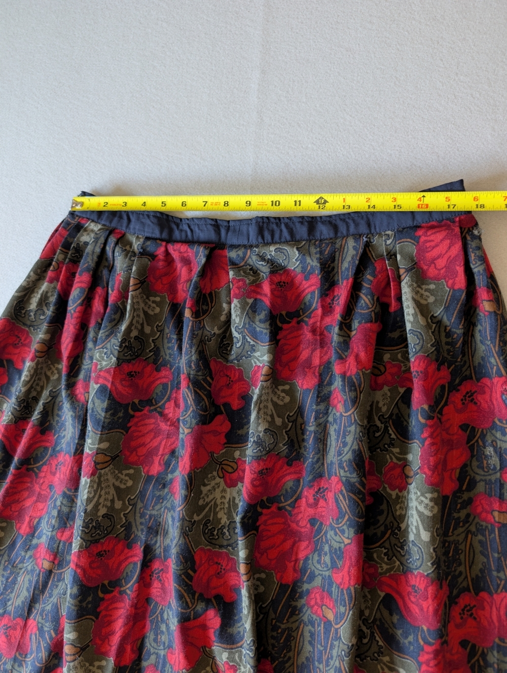 Vintage Poppies Floral Print Midi Circle Skirt Dark Academia Art Nouveau XL 16 image 7